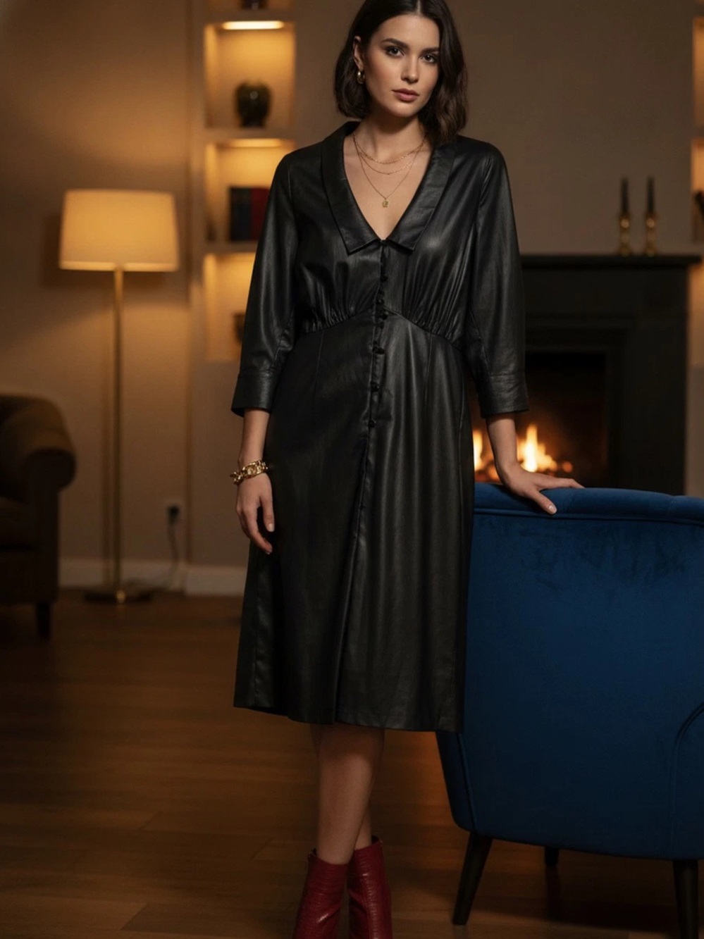 Tiger of Sweden Black Faux Leather Dress Size M